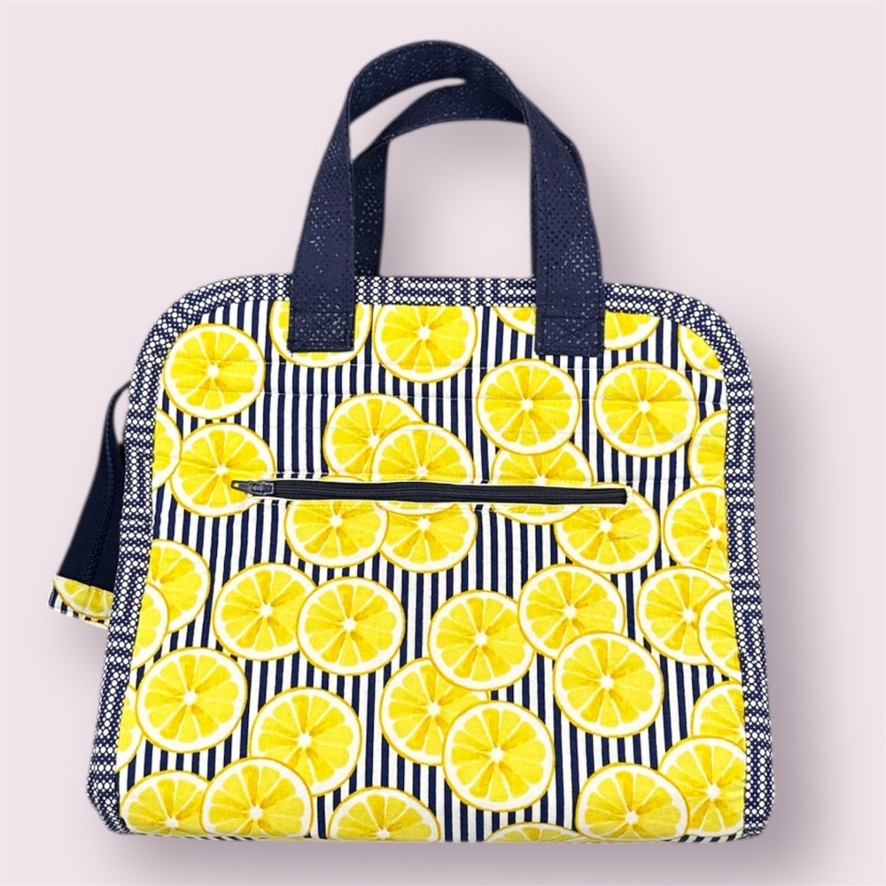 Handmade Colorful Quilted Women's Lemon Handbag Tote Bag w/ Zippers & Straps New